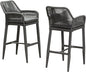 PURPLE LEAF Outdoor 29" Bar Stools Set of 2, Boho Patio Bar Height Chair with Cushion and Back for Outdoor and Indoor, Garden, Patio, Grey