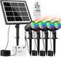 MEIHUA Solar Spot Lights Outdoor Color Changing, 4 in 1 Landscape Lighting RGB Spotlights with Remote Control, IP66 Waterproof Solar Lights Outdoor Garden for Pathway Yard Pool Tree