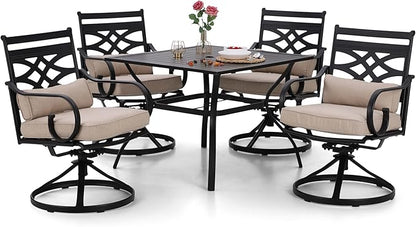 Sophia and William Swivel Patio Dining Set for 4, Outdoor Table and Chairs, Removable Seat Cushions, Black 37" Patio Dining Table