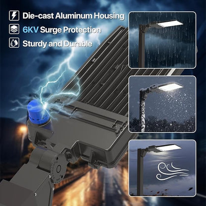HYPERLITE Led Parking Lot Light - 400W UL Listed LED Stadium Lights for Square Pole/Wall Mount- 60000lm 5000K Commercial Parking Lights Flood Light for Yard Street Court Driveways Road - AC100-277V