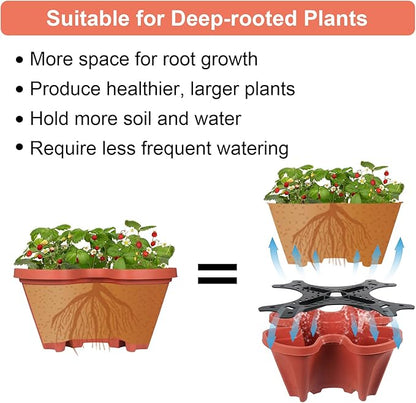 DUNCHATY 5 Tier Plant Pot, Vertical Garden Planter, Strawberry Planter, Indoor/Outdoor Planters, 2 Set, Brick Red, 29 x 13.6 x 13.6 inches