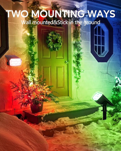 HIBOITEC Solar Spot Lights Outdoor Color Changing 59LED Landscape Lighting Solar Powered Uplights Waterproof Dusk to Dawn for Christmas Decorations Garden Yard Outdoor 8 Packs Multicolor