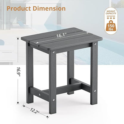 LUE BONA Outdoor Side Table Set of 2, HDPS Small Outdoor Table, Adirondack Side Table, Outside End Table for Patio, Deck, Pool, Weather Resistant/Easy Maintenance, Dark Gray