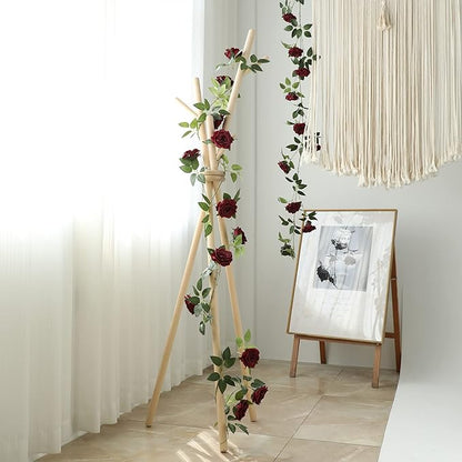 Artificial Silk Rose Garland Vines, 2 Pack 73 Inch, Burgundy