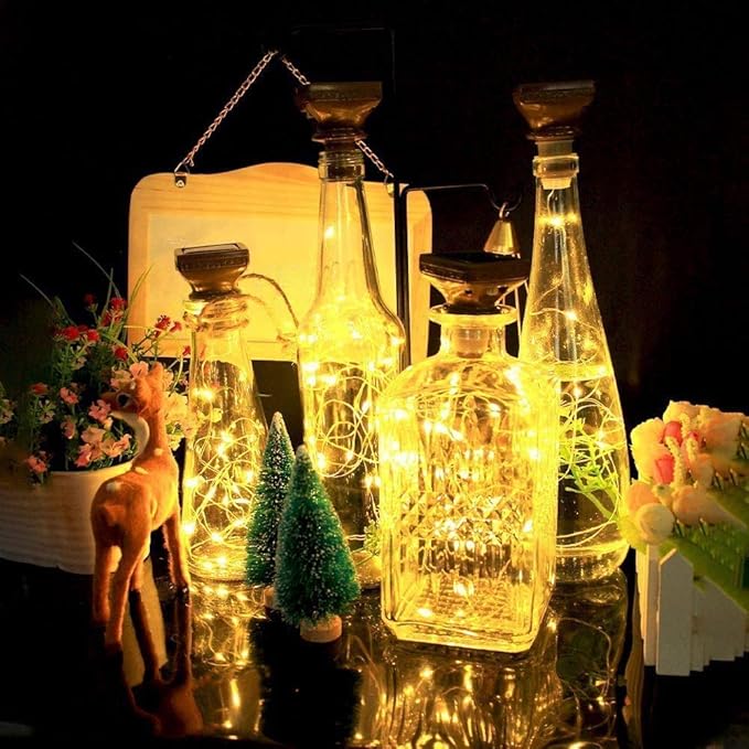Indoor Solar String Lights for Wine Bottles, 3 Colors, 12 Pack
