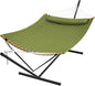 SUPERJARE Curved-Bar Hammock with Stand, 2 Person Heavy Duty Hammock Frame, Detachable Pillow & Portable Carrying Bag, Perfect for Outdoor & Indoor, Spring Green