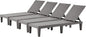 Outdoor Lounge Chaise, Adjustable Pool Lounge Chairs with 5 Positions Backrest, Waterproof Sun Loungers for Garden Pool Beach Patio Deck Sunbathing Set of 4
