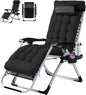 VINGLI Padded Zero Gravity Chair, Lounge Chair with Removable Cushion & Tray， Folding Reclining Patio Chairs， Recliner Chair for Lawn，Indoor Outdoor-Black