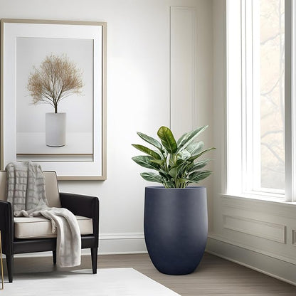 Kante Tall Concrete Planter, 21.7-Inch Height Charcoal Large Indoor Outdoor Plant Pot with Drainage Hole for Patio Garden Home, Modern Decor for Flowers and Tree