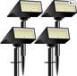 Koicaxy Solar Lights Outdoor Waterproof 4 Pack IP65, 100 LEDs 4 Light Modes, Higher Charging Efficiency, Auto On/Off Solar Landscape Spotlights for Garden Decor Yard Pathway Patio - Cool White