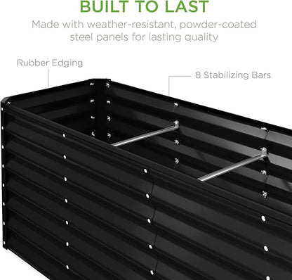 Best Choice Products 8x2x2ft Raised Outdoor Metal Garden Bed, Deep Root Box Planter for Vegetables, Flowers, Herbs, 240 Gallon Capacity, 100% Non Toxic Materials - Black