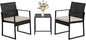 FDW | 3-Piece Patio Furniture Set | Khaki |Outdoor Wicker Furniture with Coffee Table | Modern Rattan Chairs Conversation Set | Outdoor Seating | Weather-Resistant | for Porch, Garden, Lawn