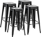 Furmax 30 Inch Metal Bar Stools Set of 4, Counter Height Backless Stools, Industrial Bar Chairs Patio Stool Stackable Backless Stool for Kitchen/Dining Room/Bistro/Patio Indoor Outdoor (Dark Black)