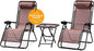 SereneLife Outdoor Zero Gravity Lounge Chair Set with Table – 2 Adjustable Recliners with Cup Holders, Headrest, Steel Frame & Foldable Design for Patio, Pool, Garden, or Camping