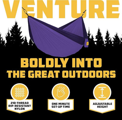 Wise Owl Outfitters Camping Hammock – 500lbs Portable Hammock with Tree Straps - Travel, Backpacking, Hiking, Outdoors Camping Gear - Single or Double