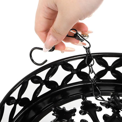 2 Pack Hanging Planters, 9.8 Inch Metal Plant Hanger, Decorative Glossy Black Plant Pot Holder, Planter Hanging Baskets with Chains and Hooks for Indoor or Outdoor Balcony Porch Home Decor