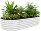 A ANLEOLIFE 8X4X1.5 ft Galvanized Raised Garden Beds Outdoor, Oval Large Metal Planter Box for Planting Vegetables Flowers Herb, Anti-Rust & Easy-Setup, Antique White