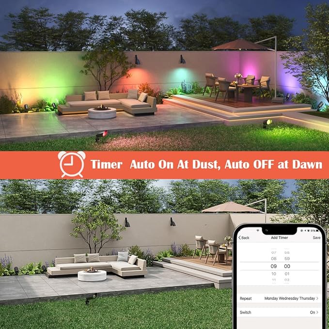 Spotlights, 4-Pack 12V Low Voltage RGB Landscape Lights, Aluminum