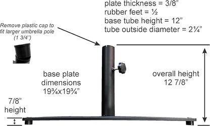 Tropishade Steel Plate Umbrella Base, 36 lbs, Black