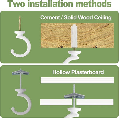 4pcs Ceiling Hooks for Hanging Plants,Hanging Lights Metal Small Hooks,Indoor Outdoor Wall Heavy Duty Plant Hanger Swag Hook