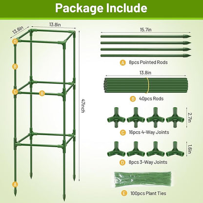 Legigo 2 Pack Square Tomato Cages for Garden- Up to 45 Inch Tomato Trellis Plant Cages Support, Tomato Stakes and Supports Cage for Climbing Vegetables Raised Garden Bed Cucumbers Peppers Flowers