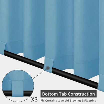 Easy-Going Outdoor Patio Curtains Detachable Tab Top Windproof Weatherproof Curtain for Cabana, Porch, Pergola and Gazebo, Tab Bottom Drape, 2 Panels, 54W x 84L inch, Sky Blue