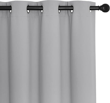 NICETOWN Blackout Curtains 72 inches Long, Grommet Privacy Window Treatment Thermal Insulated Room Darkening Sliding Glass Door Drape for Bedroom Living Room, 1 Panel, W100 x L72, Silver Grey