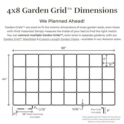 Garden Grid Watering System | Garden Irrigation System for Garden Beds – But Better | Pre-Assembled, Waters Every Plant, 2-Min Setup, USA-Made, Lasts 5–10x Longer Than Drip Irrigation | 4x8 – 44"x88"