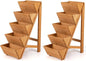 Giantex 5-Tier Wooden Vertical Raised Garden Bed Set of 2, Freestanding Plant Stand with Legs for Herbs Vegetables Fruits, Indoor Outdoor Tiered Wood Planter Box Flower Rack for Patio, Balcony & Yard