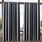 Exclusive Home Canopy Stripe Indoor/Outdoor Grommet Top Curtain Panel, 54"x84", Navy / Sand, Set of 2