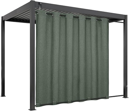 Easy-Going Linen Look Outdoor Curtains Waterproof Windproof Porch Curtains, Soft Thicken Outdoor Privacy Curtains for Patio, Gazebo, Grommet Top and Tab Bottom Drape, 1 Panel, 110x96 inch, Sage Green