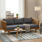 Merax Solid Acacia Wood Couch Chaise Lounge Chair Indoor, 3 Seater Daybed Sofa Couches with Cushions & Pillow, Heavy Frame Day Bed for Living Room, Office, Outdoor, Balcony, Patio, Water Resistant