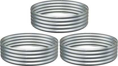 3PCS 4x4x1FT Galvanized Raised Garden Bed Kit,Vegetable Boxes-Round Metal Flower Box,Large Planter Raised Beds Outdoor Garden for Planting,Fruit,Herb-Silver