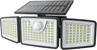 2500LM Solar Lights Outdoor with Motion Sensor,3 Head 270° Wide Angle Street Area Lights,IP65 Waterproof Security Lighting with 3 Modes(Non-Remote,1 Pcs)