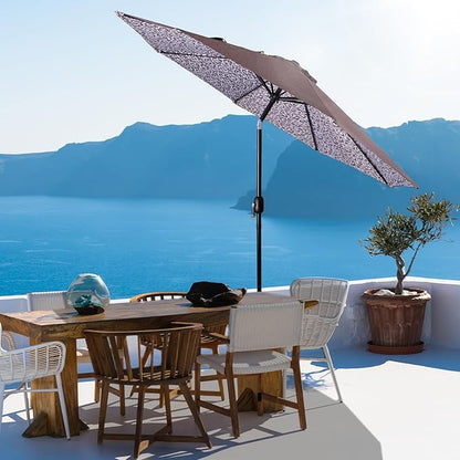 Backyard Expressions 9 ft. Patio Umbrella, Market Table Umbrella w/Tilt and Crank, 8 Ribs