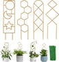 Small Trellis for Potted Plants, 15.94 inch Gold Metal Plant Trellis for Climbing Plants Indoor, Pant Lattice for Ivy Vines Hoya Houseplants Flower 4 Pack