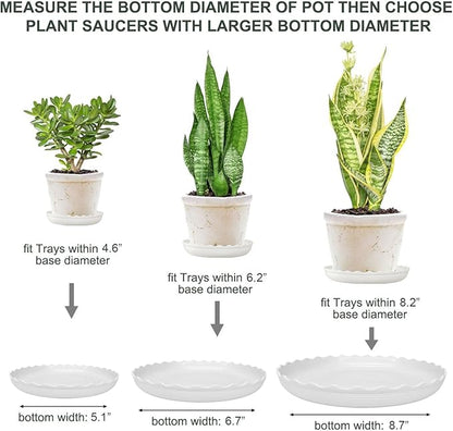 12Pcs Plant Saucer, 6 8 10 Inch Durable Plastic Plant Trays for Pots, White Round Plant Pot Saucers, Drip Tray for Indoor and Outdoor Garden