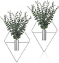 Jexine 8 Pcs Hanging Planters with Artificial Eucalyptus Metal Hanging Vase Indoor Plants Holder Modern Geometric Boho Bathroom Wall Decor for Living Room Home Office (Eucalyptus,Chrome Sliver)