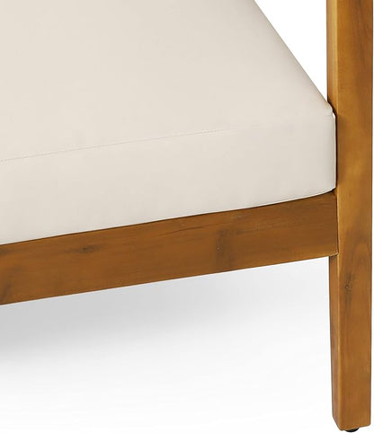 Brooklyn Outdoor 3 Seater Sofa with Cushions - Acacia Wood - Teak/Beige