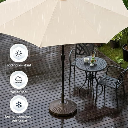 wikiwiki 80 Lbs HDPE Round Patio Umbrella Base, Weighted Umbrella Stands Fits 1.5-1.9in Poles for Garden, Lawn, Deck, Backyard & Pool, Brown