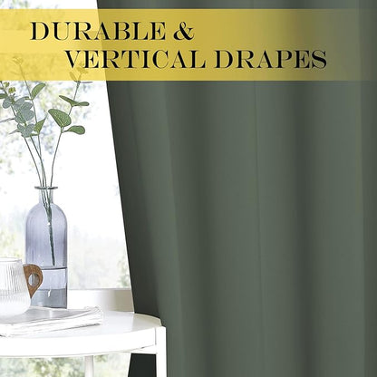 NICETOWN Blackout Room Divider Curtains for Sliding Glass Doors 102 Inches Long 1 Panel, Extra Wide Curtains for Doorway Patio Bedroom Living Room (Dark Mallard, 80Wx102L, 1 Panel)