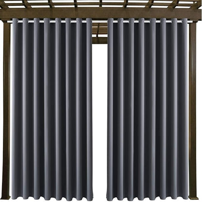 Waterproof Outdoor Curtain W105 x L108 - Grommet Top Sunlight Blocking Window Treatment Drapes Blackout Curtains for Home Bedroom Living Room Patio Porch Pergola Cabana Gazebo ( 2 Panels)