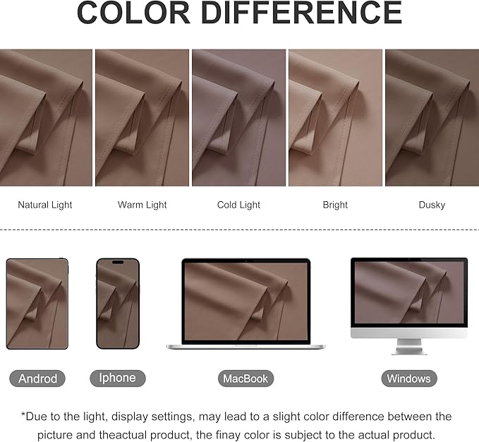 RYB HOME Outdoor Curtains for Patio Waterproof Block Sunlight Thermal Insulated Privacy Assured Thick Outside Curtains for Pergola, Deck, Gazebo, W52 x L90, Mocha, 1 Panel