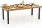 Tangkula 79" Acacia Wood Patio Dining Table for 8, Large 8-Person Outdoor Dining Table with 1.9" Umbrella Hole, Metal Legs & Adjustable Foot Pads, Rectangular Outside Table for Garden, Poolside & Yard