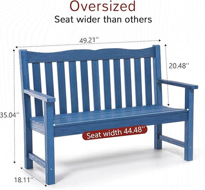 Stoog Outdoor Benches Set of 2, 2-Person All-Weather HIPS Garden Bench with 800 lbs Weight Capacity, Never Rot or Fade, Used for Patio, Deck, Backyard, Blue