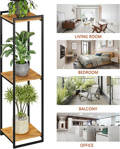 3-Tier Plant Stand Indoor, 45" Tall Modern Plant Shelf Corner Flower Pot Holder Organizer for Living Room Balcony Garden, Rustic Brown