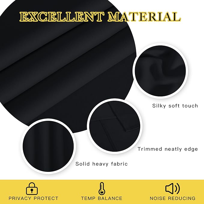 NICETOWN Black Blackout Curtain 80 inch Length - Grommet Thermal Insulated Window Treatments Light & Sound Blocking Drapes for Living Room/Doorway, W46 x L80, 1 Panel