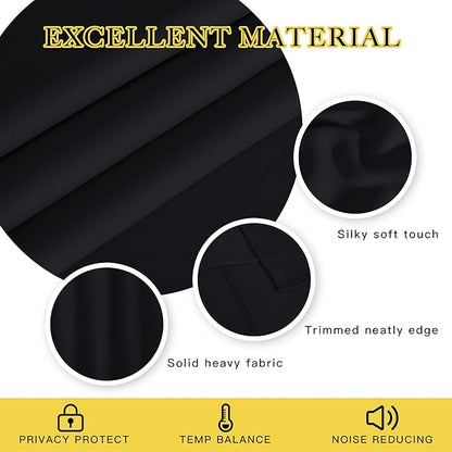 NICETOWN Black Blackout Curtain 80 inch Length - Grommet Thermal Insulated Window Treatments Light & Sound Blocking Drapes for Living Room/Doorway, W46 x L80, 1 Panel