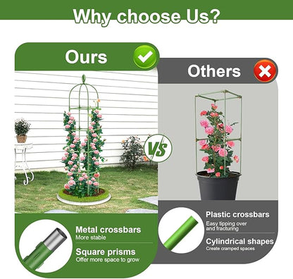 2 Pack Garden Obelisk Trellis, 70IN Tall Plant Support for Climbing Vine, Metal Covered Plastic Rustproof Heavy Duty Rose Trellis Indoor Outdoor (Green, 70 * 11.8 * 11.8IN（H*W*L）)