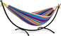 SUNCREAT Portable Large Hammock with Stand, Two Person Hammock with Stand Included, Rainbow Stripes